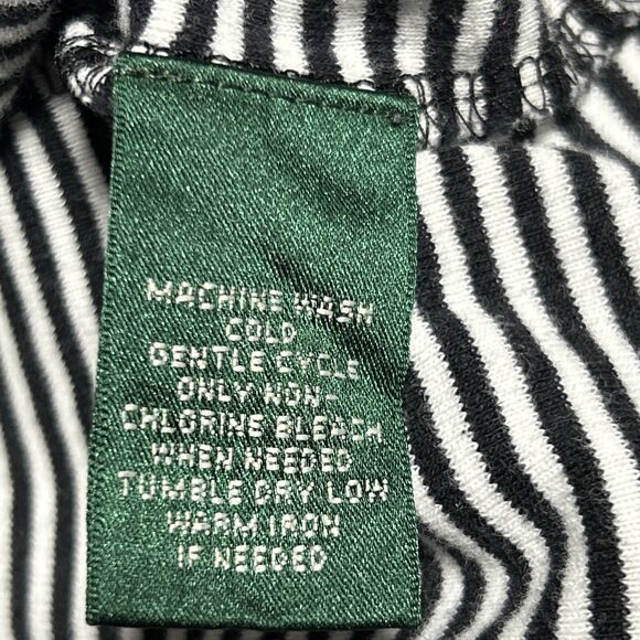 Lauren Ralph Lauren Nautical Womens Striped Shirt Top Large Black/White Stripe - Picture 11 of 16